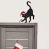 Personalized Black Cat Home Holiday Decoration and Beautification Wall Stickers Wearing Christmas Hats