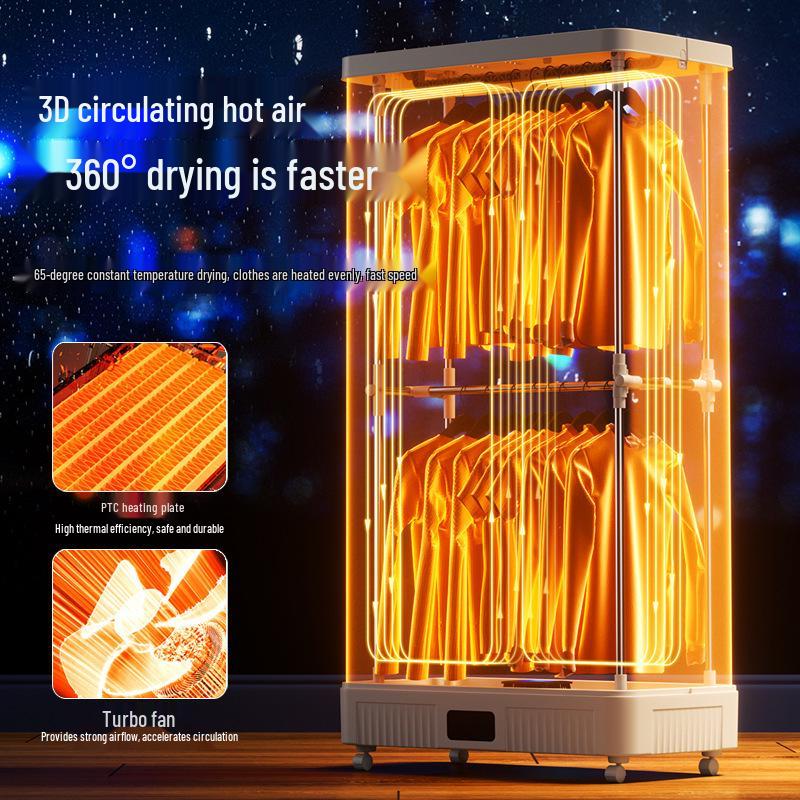 Large Capacity Foldable Clothes Dryer with Smart Timer and No Installation Required
