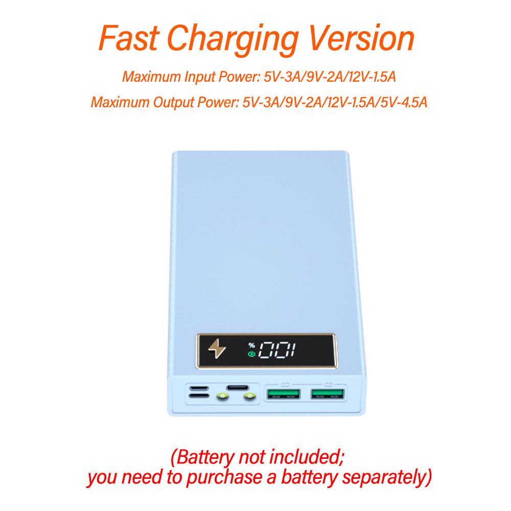 6 Cells 18650 DIY Power Bank Case Kit Detachable No Soldering 22.5W Fast Charge Mobile Power Shell Wireless Charge No Battery