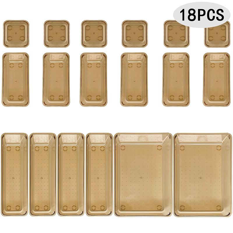 

16/25 шт. Прозрачный универсальный набор органайзеров для ящиков Пластиковые контейнеры для хранения и настольные лотки Разделитель для макияжа, гаджетов, ювелирных изделий, посуды