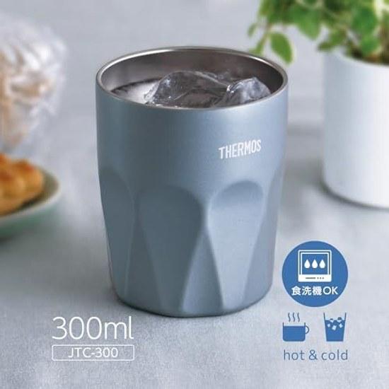 Thermos Vacuum Insulated Tumbler 300ml Misty Blue Glass Cup-like Design JTC-300 MSB