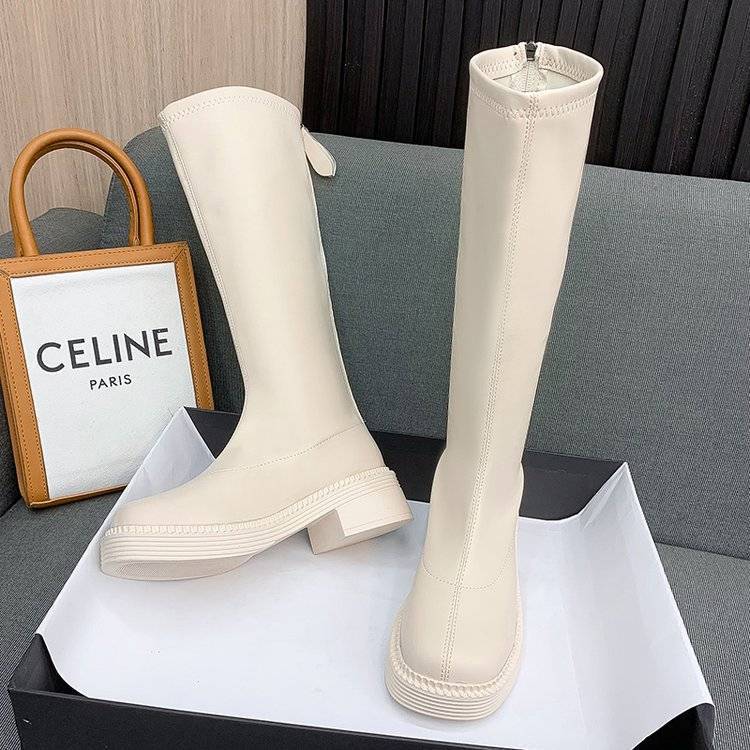 Size 35-44, Large Size Women's Shoes 41 Soft Leather Elastic Martin Boots Women's 42 Fashion Versatile Skinny Knight Long High Boots