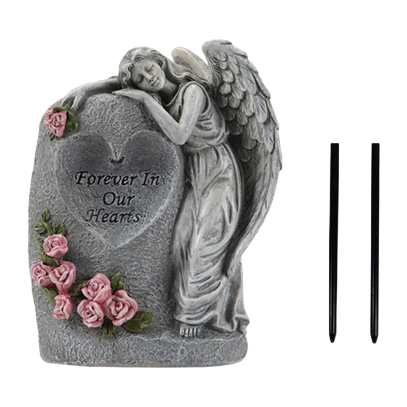 

Solar Garden Statue Outdoor Figurine Figurine Condolence Gift Memorial Gift Cemetery Grave Decoration for Balcony серый