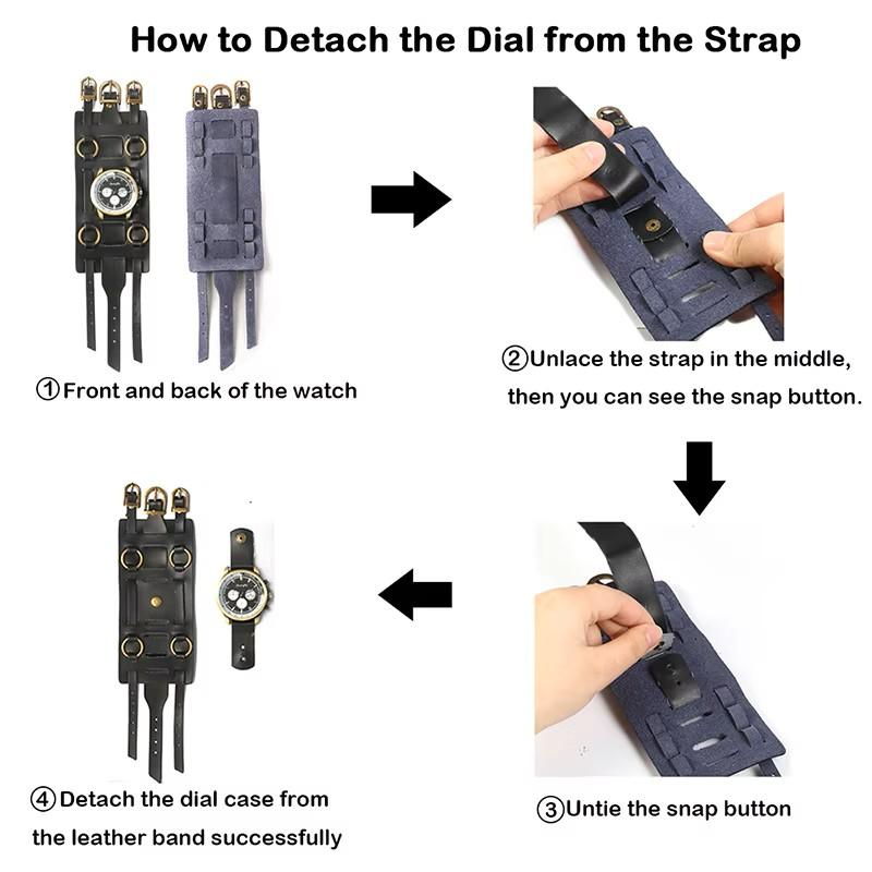 Men Punk Rock Gothic Vintage Retro Wide Strap Watch Male Clock Leather Bracelet Quartz Military Man Wristwatch