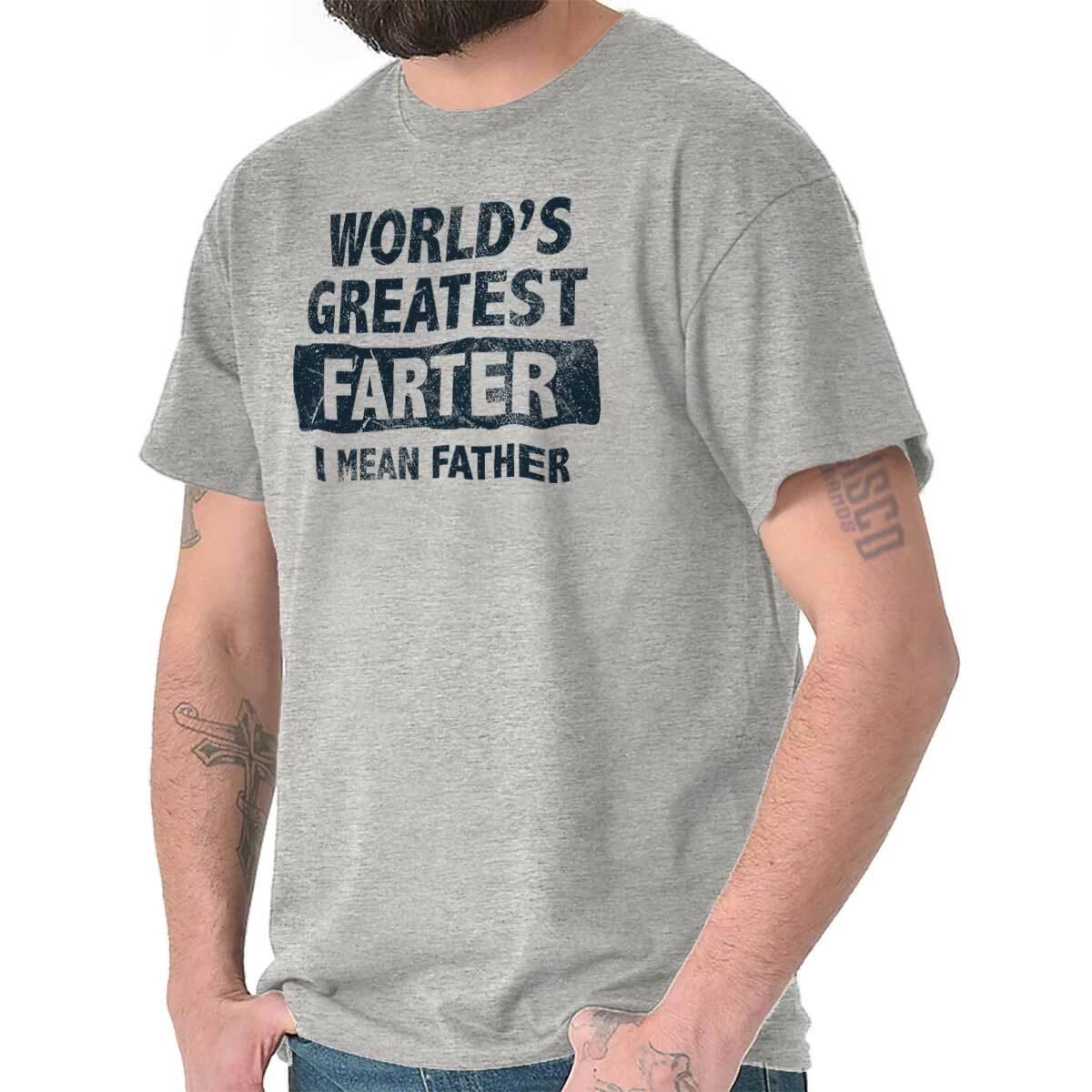 Worlds Greatest Farter Father Funny Dad Joke Mens Casual Crewneck T Shirts Tees S