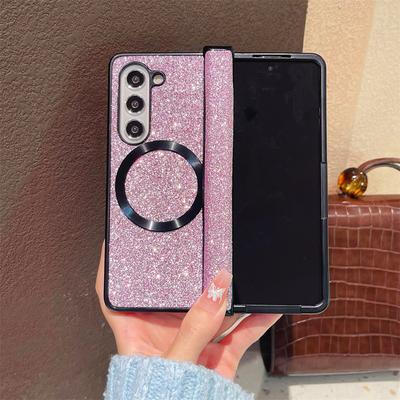 Luxury Bling Glitter Magnetic Phone Case  for Samsung Galaxy Z Fold 6 5 4 3 Fold6 Fold5 Fold4 Fold3 5G Hinge Protective Cover