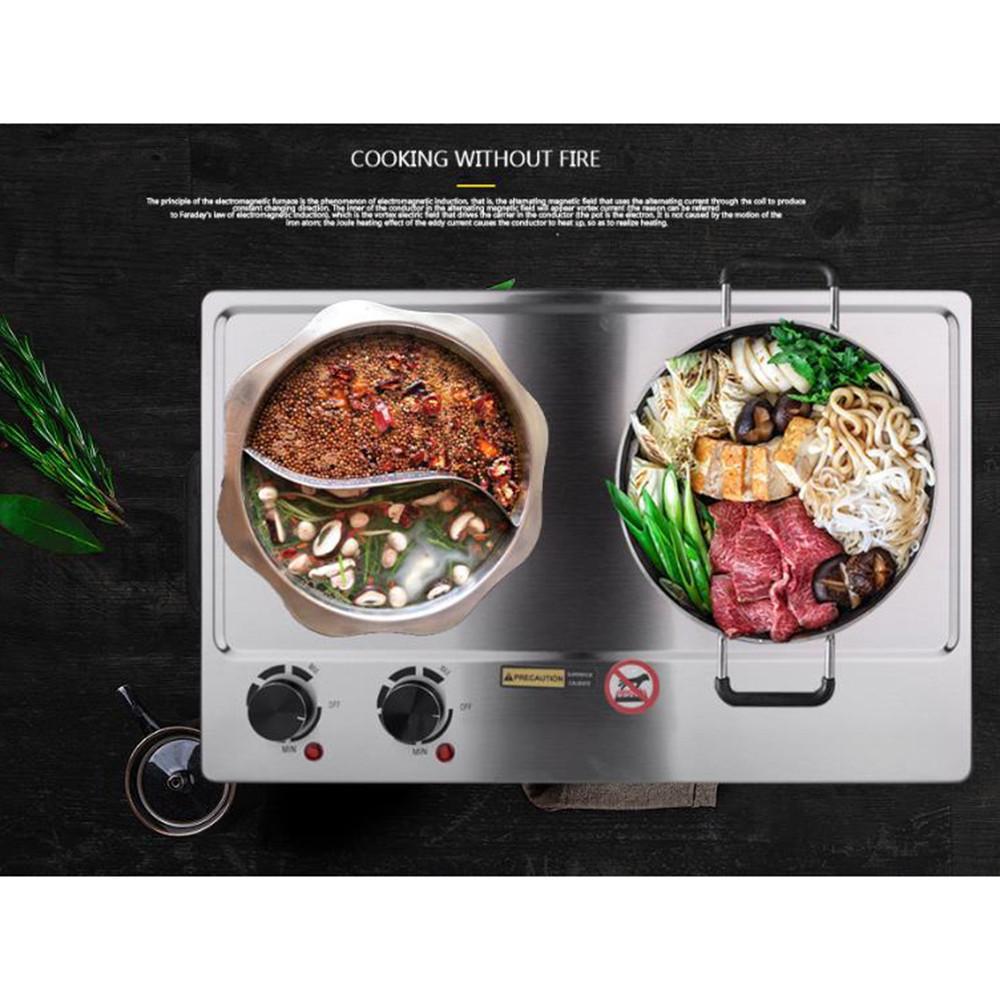 Household Stainless Steel Electric Stove Kitchen Appliance Dual Control Infrared Stove Portable Desktop Burner
