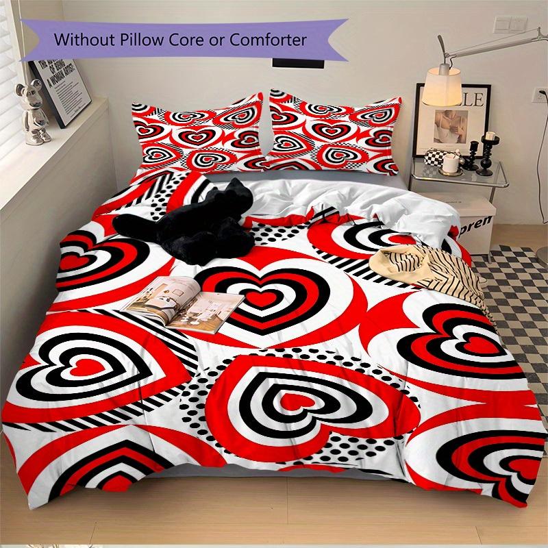3pcs Heart-patterned Bedding Set, Breathable and Soft, Suitable for All Seasons, Ideal for Home Use, Suitable for Bedroom Decor 21142