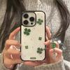 Korean Ins Fresh Starlight Dot Lucky Four Leaf Clover Phone Case For iPhone 17 16 15 14 13 12 11 Pro XR X Max 7 8 Plus Y2K Cover
