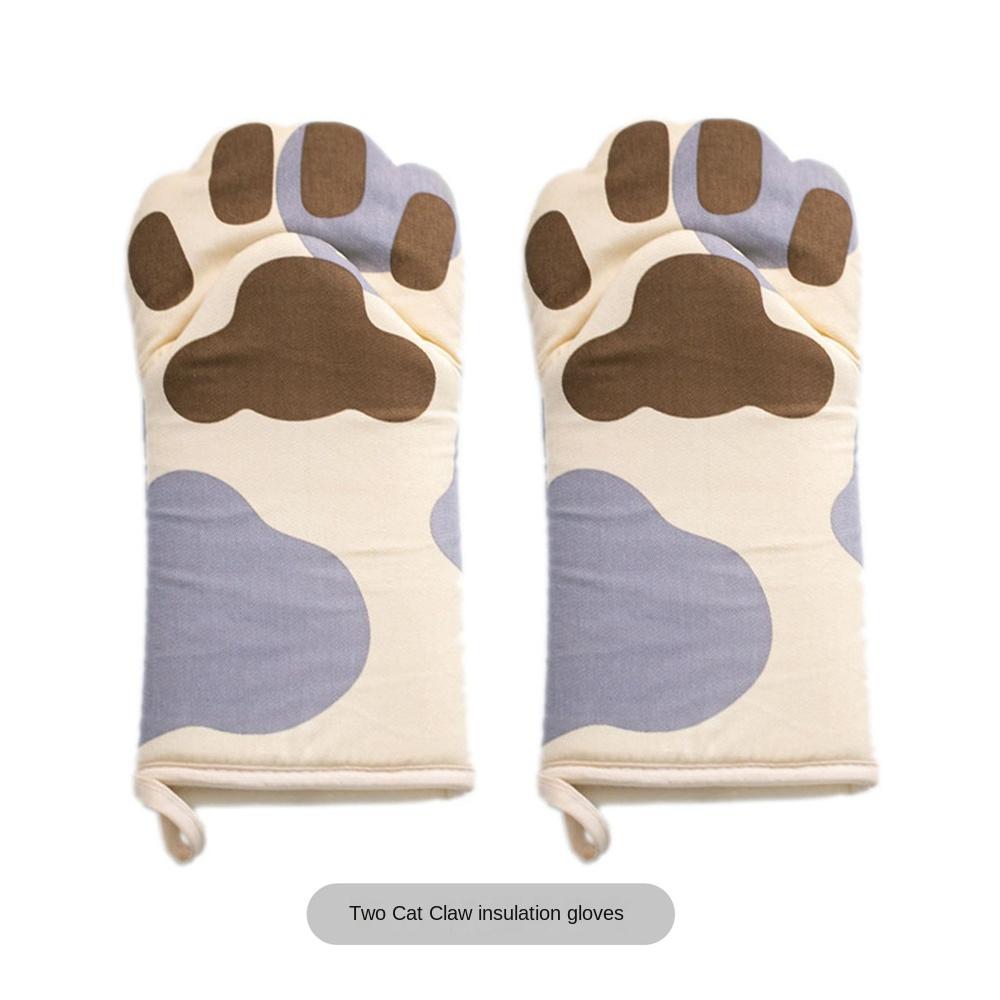 Gloves Cotton Long Cute Cat Paws Insulation Cartoon Animal For Barbecue Cooking Baking Baking Supplies Oven Glove Microwave