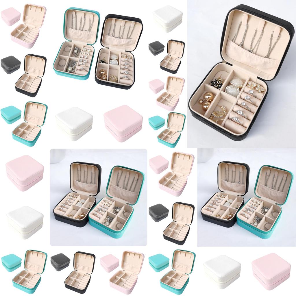 Portable Pu Small Jewelry Box Elegant And Compact Ideal Gift For Rings Earrings Necklaces White