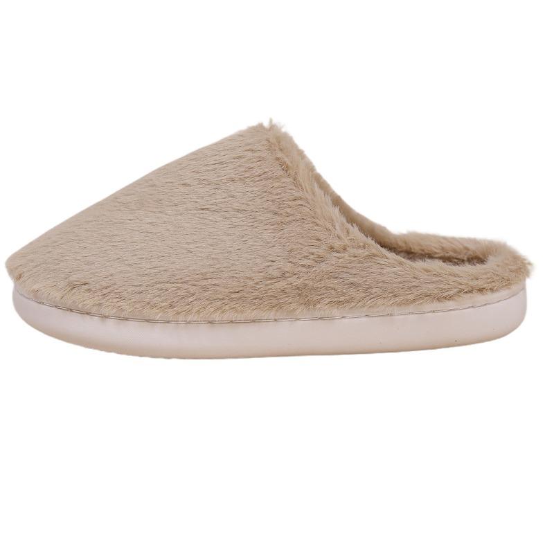 Simple indoor velvet warm fluffy slippers couple home cotton shoes thick-soled non-slip fluffy slippers