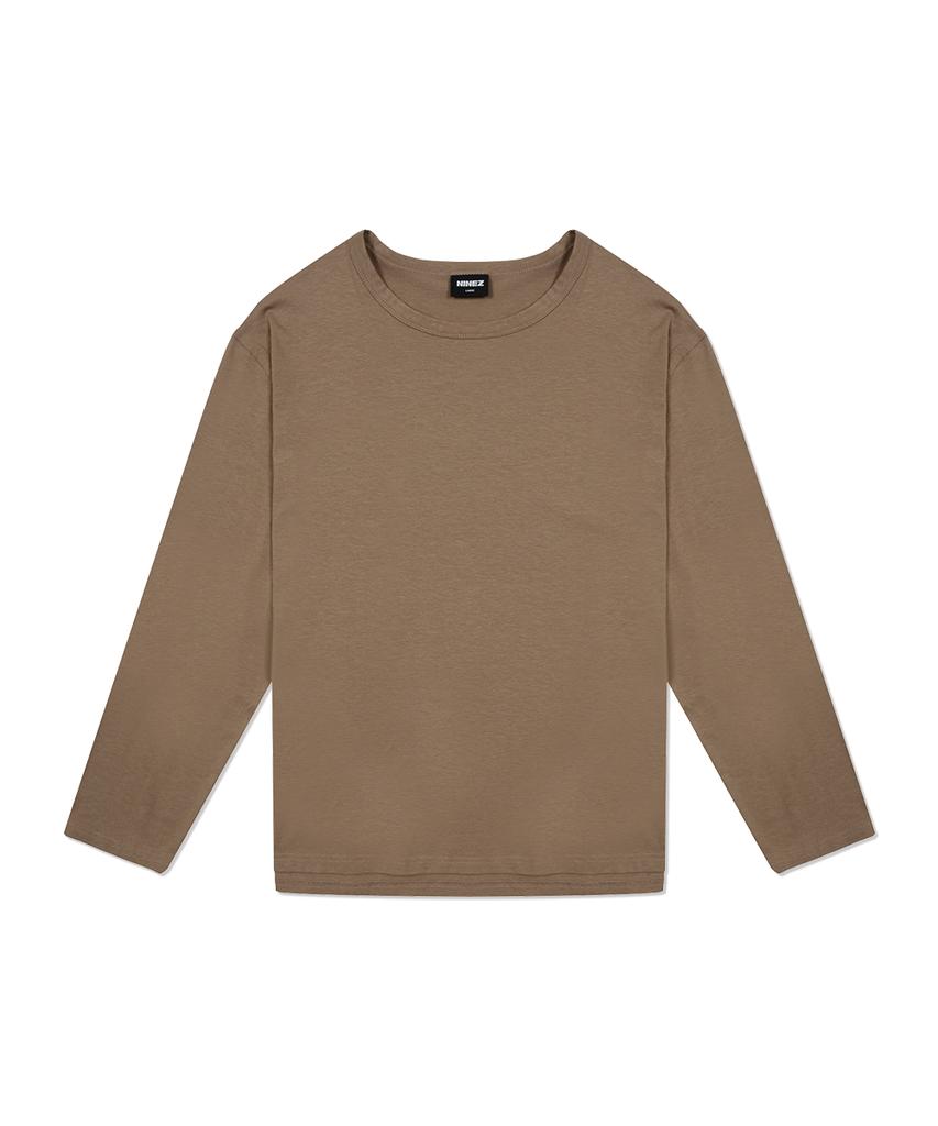 NINEZ Soft Modal Loose Fit Long Sleeve T-Shirt (Mocha Beige) 24Tl03
