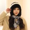 Ethnic style striped splicing knitted wool hat autumn and winter women's thickened warm and cold-proof ear protection pullover hat Lei Feng hat