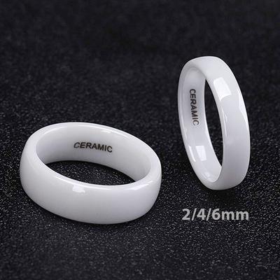 Anillo de Cerámica Blanca Kolmnsta de 2mm 4mm 6mm Anillos para Hombre Mujer Antialérgico Diseño Pulido Anillos Banda Suave para Boda Compromiso