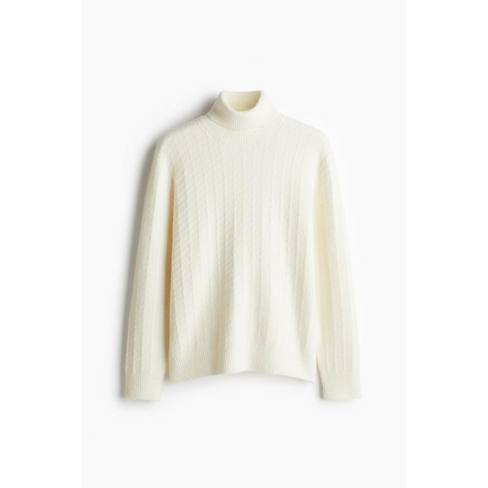 H M Turtleneck Sweater Regular Fit creaM