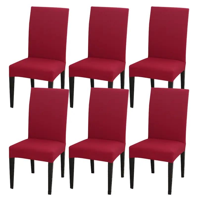 4PCS/6PCS Four Seasons Solid Color Elastic Chair Covers for Home, Hotel, and Restaurant