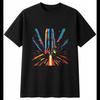 Anime Rocket Glowing Mens T-Shirt Space Black 100% Cotton Galaxy Printed Sci Fi