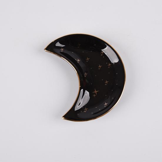 Ay Şekli Dekoratif Takı Çanak Seramik Nişan Yüzükleri Biblo Çanak Düğün Dekor