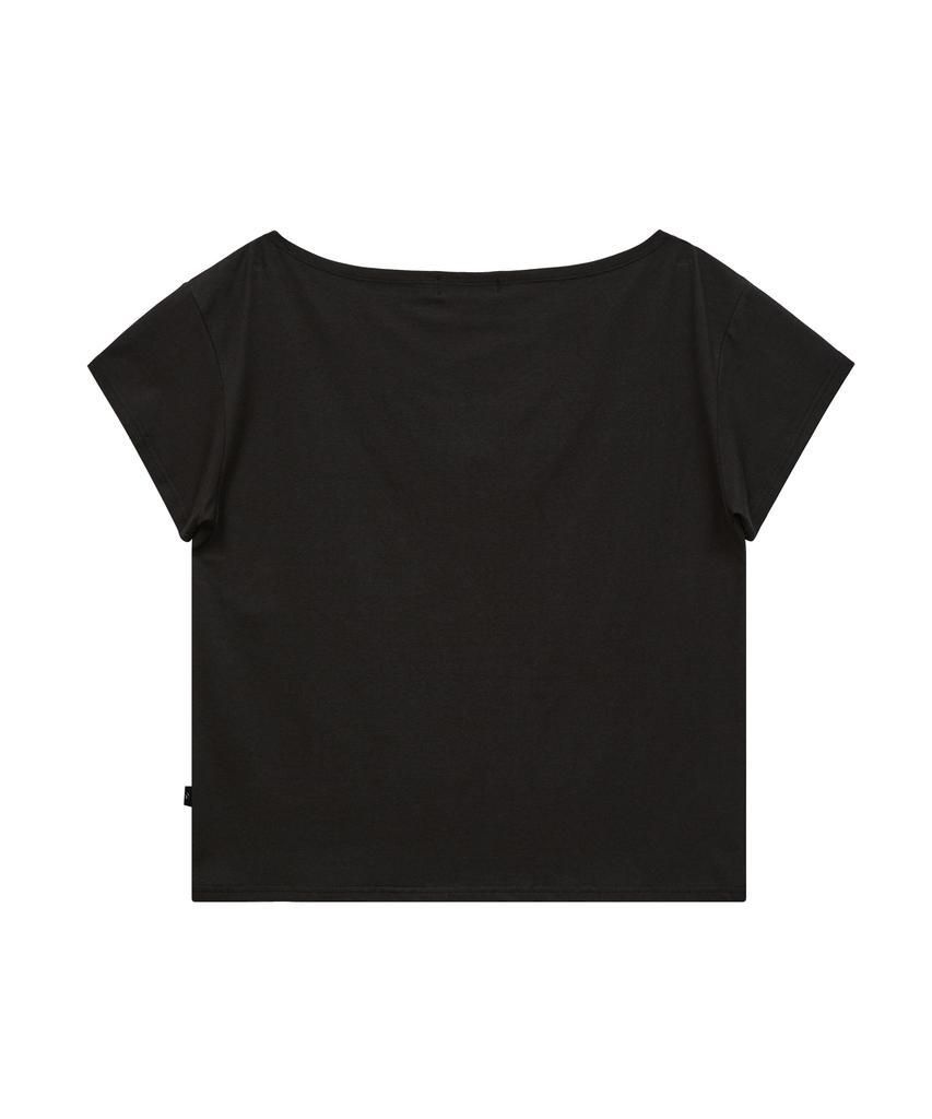 WAIKEI Maltese Gyaru Off-Shoulder T-Shirt Black