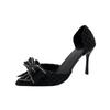 Temperament High Heels Women Pointed Head Shallow Mouth Cloth Surface Butterfly Knot Set Foot Non-slip Sandals