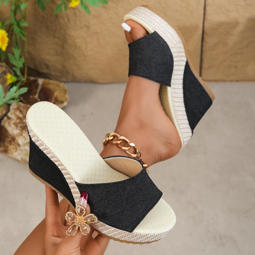 Women Wedges Slippers Summer High Heels Women Sandals Shallow Outdoor Beach Platform Slippers Comfortable Slides Women