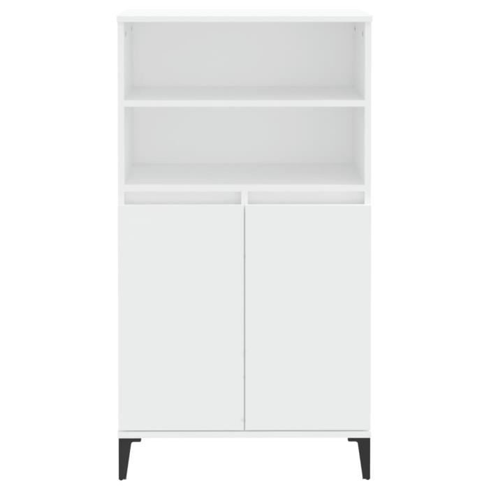 821228 vidaXL Buffet haut Blanc 60x36x110 cm Bois d'ingénierie