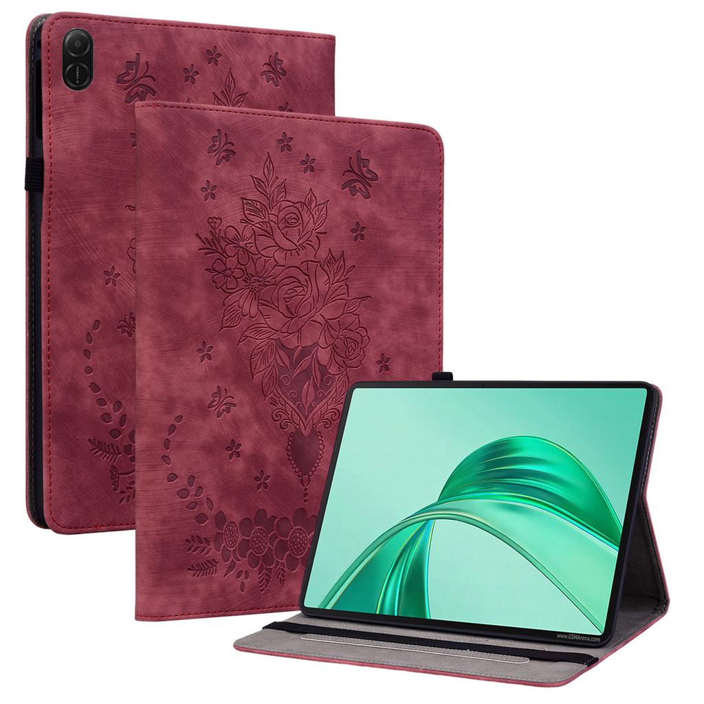 Für Honor Pad X8a Hülle Kartenhalter Kratzfest Lederhülle Rosenblumen Prägung