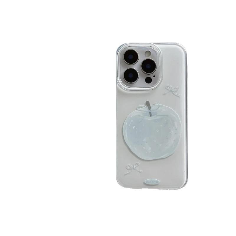 White Crystal Apple Suitable for Apple 16 Mobile Phone Case IMD with Lanyard Iphone15promax Protective Case Gloss Oil