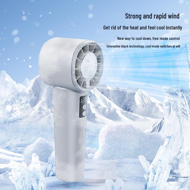 USB Rechargeable Turbo Mini Fan with Digital Display - Silent 120 Speed Handheld