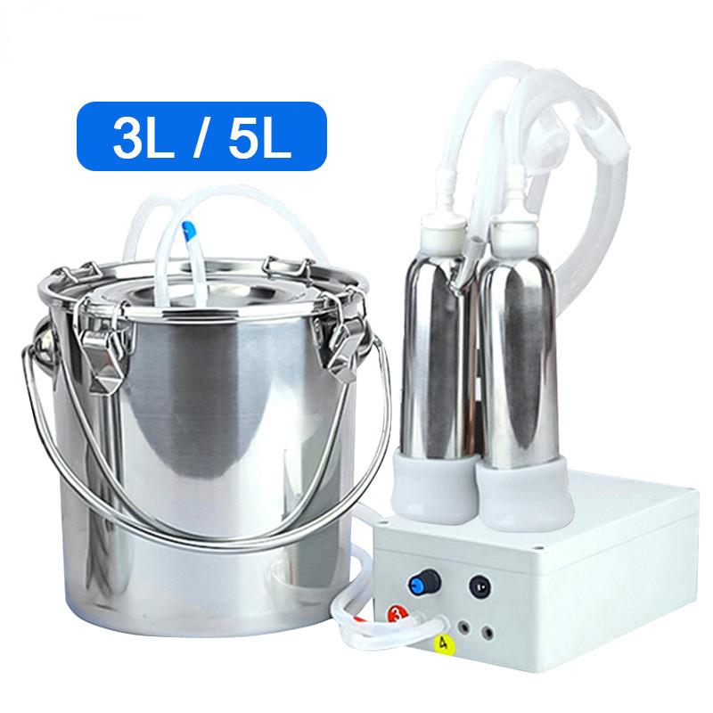 3L/5L dojící stroj automatický elektrický a pulzační pro farmy krávy kozy ovce vakuové čerpadlo nerezové vědro na dojení