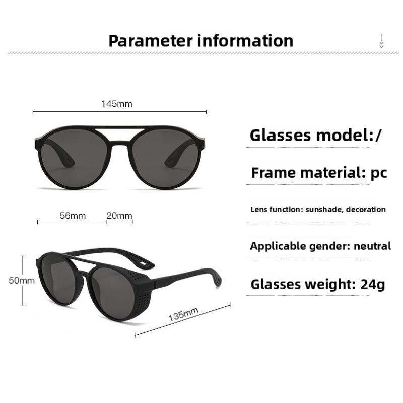 New Circular Steampunk Polarized Sports Sunglasses Trendy Double-Bridge Side-Cutout Shades Unisex Design for Fishing and Driving