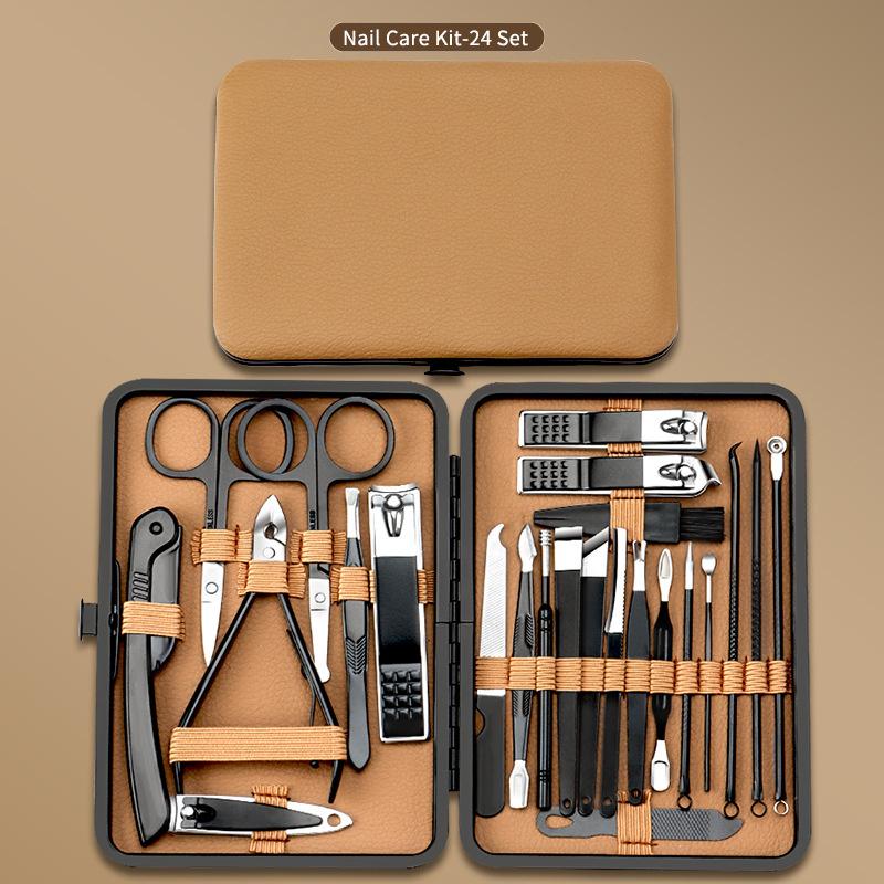 High-end Semi-black Nail Clipper Set, Complete Set of Stainless Steel Manicure Tools