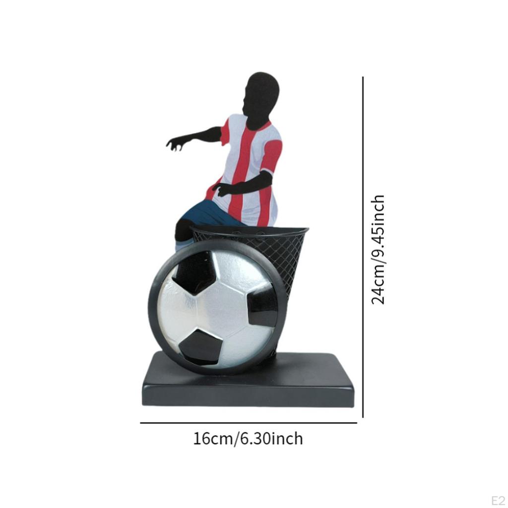 Iron Pen Holder Decorative Sculpture Art Crafts Creative Sturdy Birthday Gift Football Player
