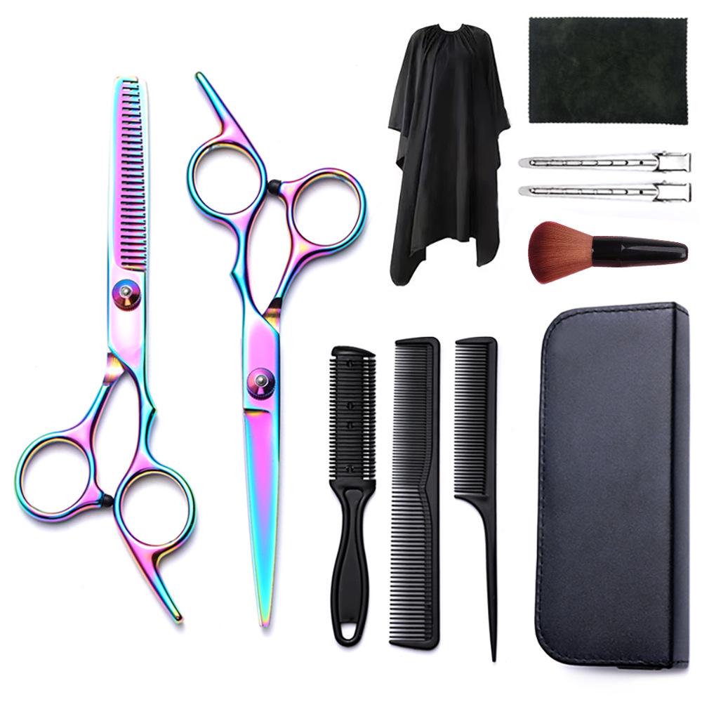Hairdressing Scissors Set: Colored Straight-Tooth & Thinning Bangs Scissors for Professional Stylists