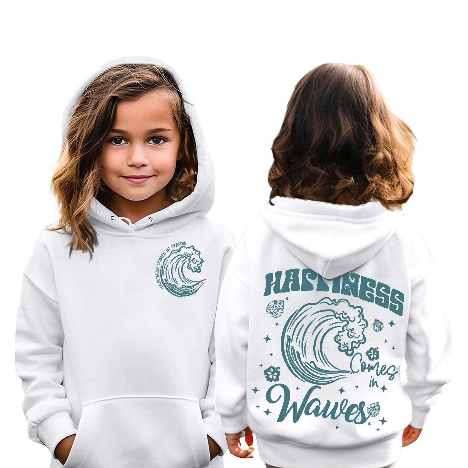 

Детские толстовки, свободная спортивная рубашка с капюшоном и принтом, модная спортивная рубашка 160 белый