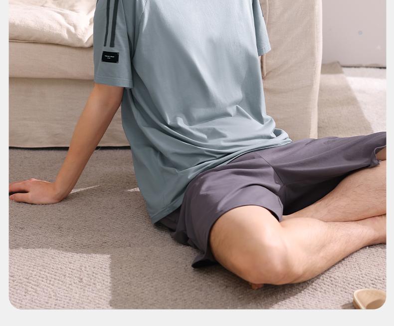 Xuanliang 2026 New Pajamas for Men In Summer, Pure Cotton Short Sleeved Shorts, Cool and Casual, Can Be Worn As Outerwear Home Suit Set