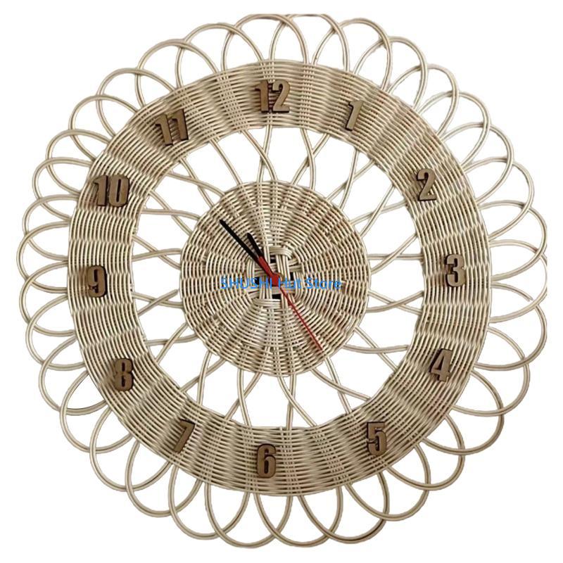 Rattan Woven Wall Clock for Creative Modern Art Wall-mounted Clock D57B