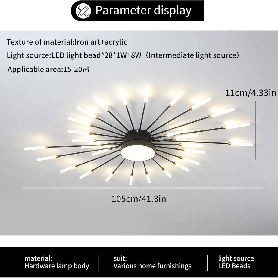 

Современный светодиодный потолочный светильник, 28 лампочек, черный, врезной потолочный светильник, люстра с акриловым абажуром, для детской комнаты, спальни, гостиной 28+1heads