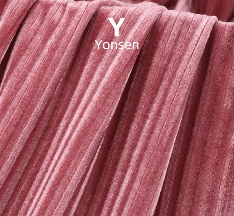 KS Brushed Velvet Fabric 7*7 Silk Korean Ribbed Fashion and Home Clothing Printed Knitted