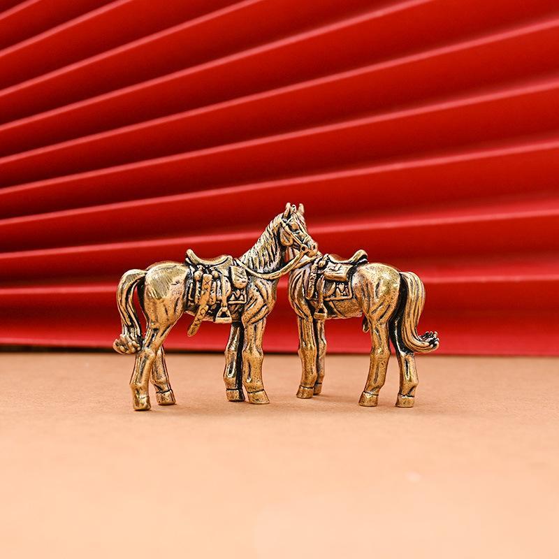 1 Pc Brass Horse Figure Home Decor Ornament Handicraft Get Rich Theme Statuette for Enhancing Wealth And Equestrian Decor