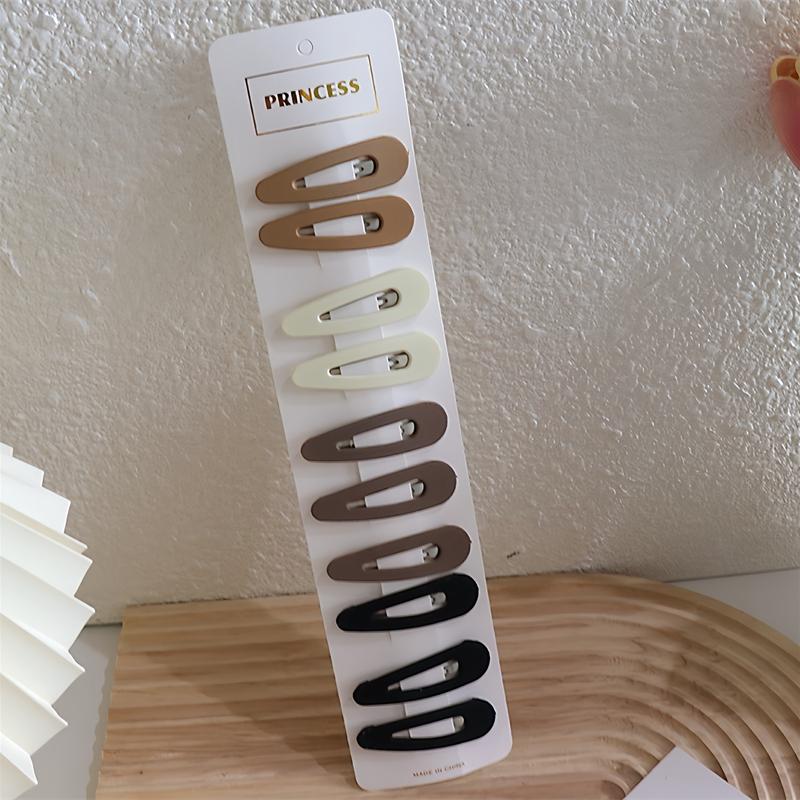 

10pcs Fashion Coffee Color Geometric Waterdrop Square Ornament Hair Clips For Women Girls Sweet Hairpins Kids Hair Accessories