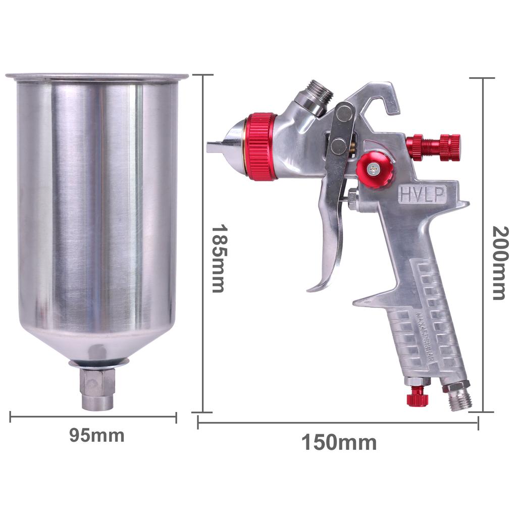 Professional HVLP Air Spray Gun Paint Sprayer 1000ML Gravity Feed Airbrush Kit For Car Furniture Painting - Red H827