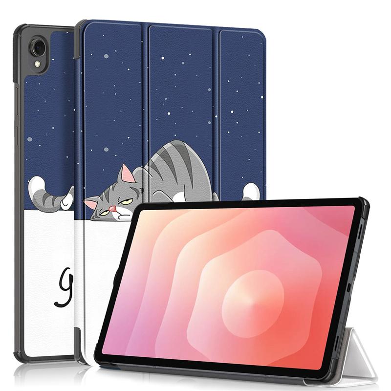 Für TAB A11 Plus 2025 Samsung Tab S11 Hülle 11 Zoll Dreifach faltbares PU-Leder Hartständer Bemalte Hülle Für Funda Galaxy Tab S11 S11 5G Hülle SM-X730 X736B