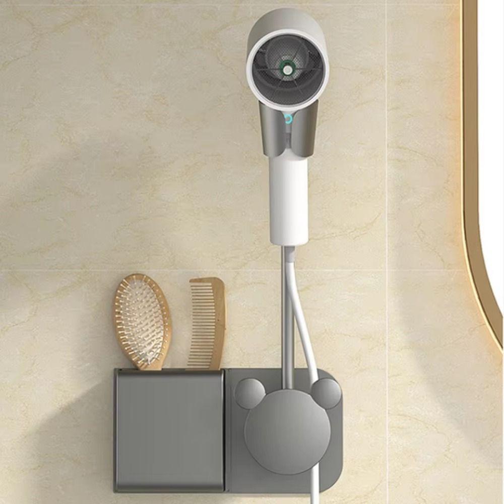 Wall-Mounted Hair Dryer Holder No Punching Bathroom Storage Rack Blower Bracket  Toilet