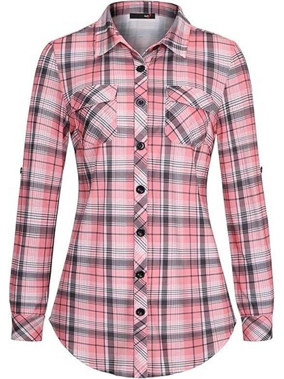 Top Rimodellante a Maniche Lunghe a Quadri Retrò da Donna Autunno/Inverno 2026