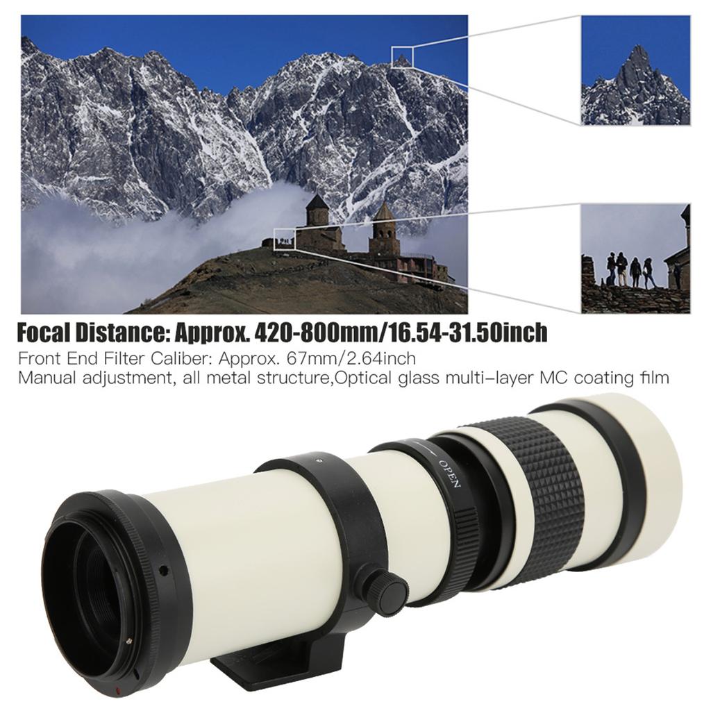 White 420800mm Aperture F 8.316 Full Manual Focusing Telescope Zoom Telephoto Lens for EF‑S Mount Camera