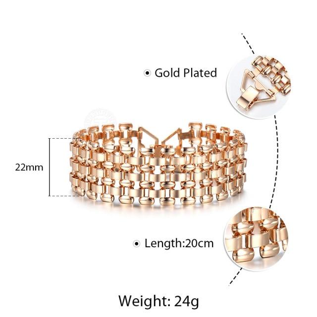 10MM 12MM Big Wide For Women Men Bracelet 585 Rose Gold Color Double Weaving Rolo Cable Curb Link Catenary Chain Jewelry CBB01