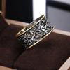 Vintage Pattern Rings Women Two Tone Punk Style Female Daily Wear Accessories Hip-hop Ring Retro Party Versatile Jewelry