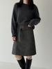 Damen Retro High-Waist Schlankmachender Wollrock mit Gürtel - Winter Vielseitiger Stil (Kurz)